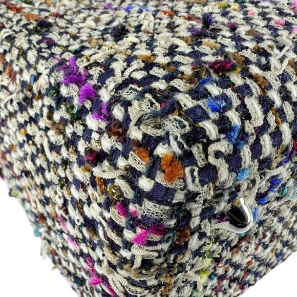 Auth Christian Dior Lady Dior Handbag Shoulder Bag Multicolor/Purple Tweed - Picture 6 of 14